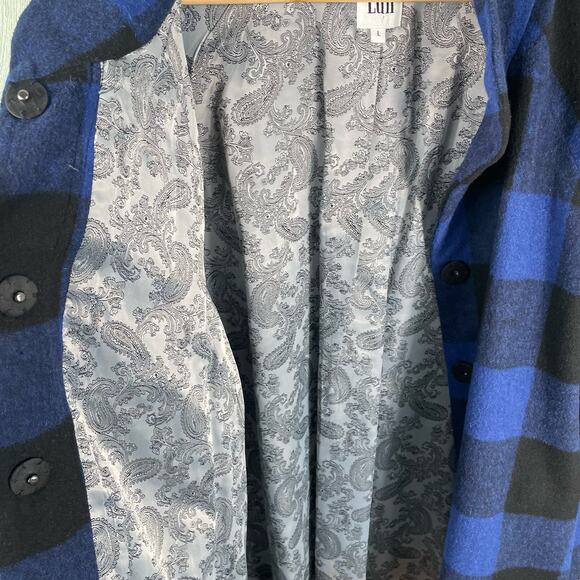 Anthropologie Coat Large Luii Tartan Plaid Paisley Lined Wool Blend Snap Button - Picture 7 of 10